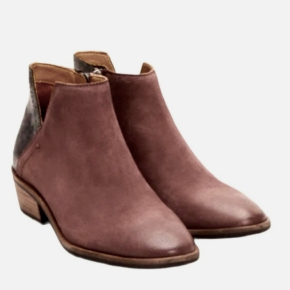 FRYE And Co colorblock caden ankle boots silver metallic/auburn women's size 7